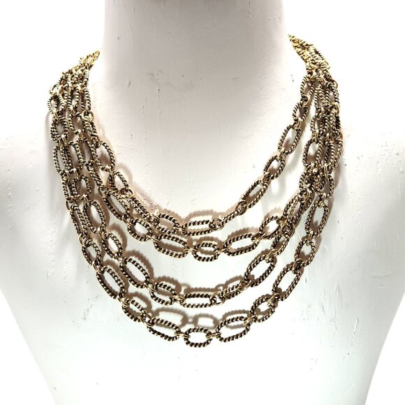 Authentic Premier Designs SAVANNAH Necklace Retired Goldtone Triple Strand - Picture 1 of 9